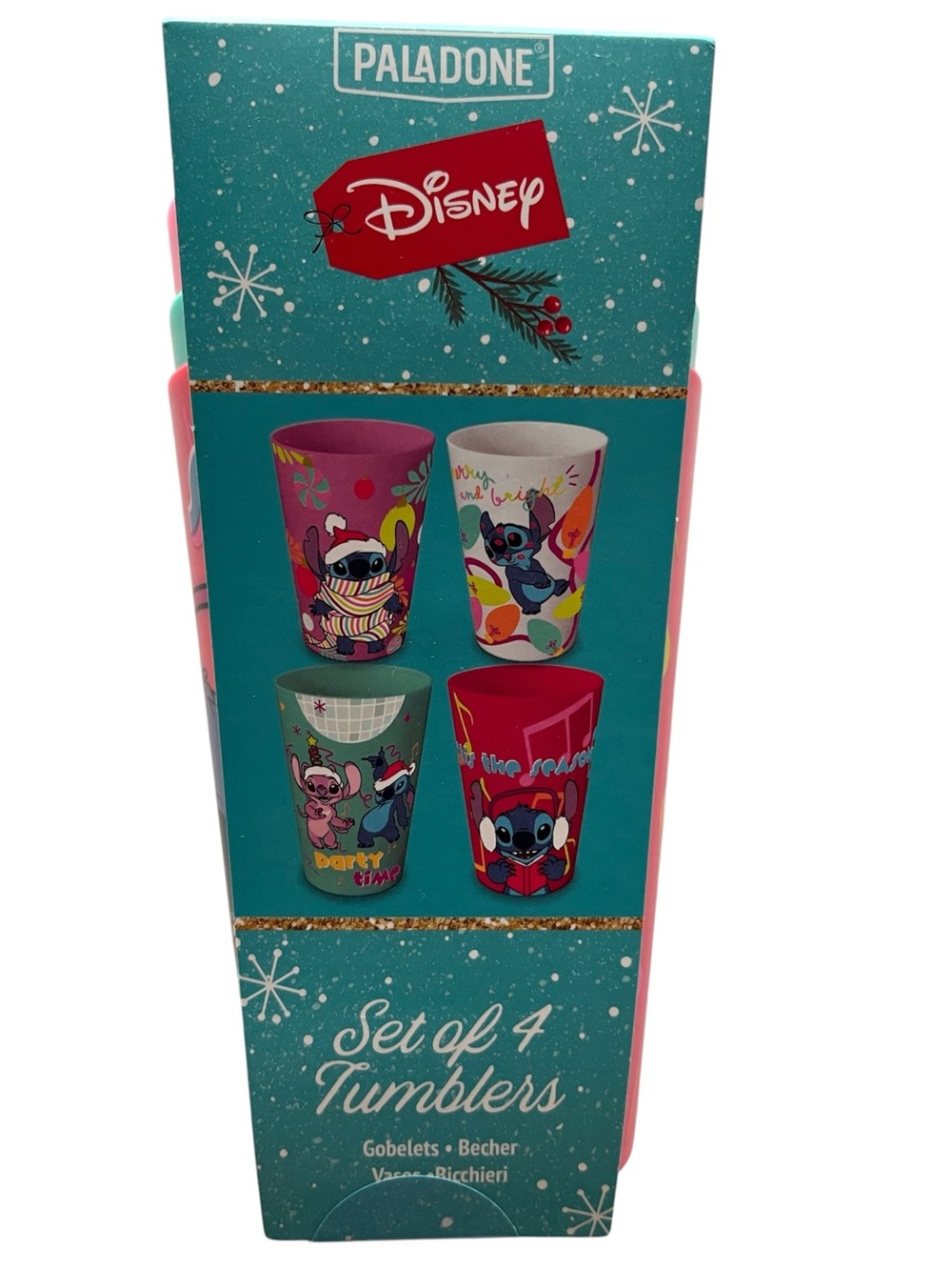 Paladone Disney Stitch Christmas Tumbler Set 4 Pack 13.5 oz NWT